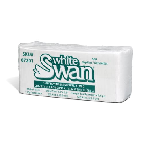 White Swan 1-Ply Beverage, 4 Fold, 8 x 500 sheets